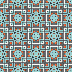 Fototapeta na wymiar Abstract geometric seamless pattern. Ornamental geometrical background. Mosaic, tail. Wrapping paper. Vector illustration. 