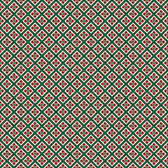 Seamless pattern with floral motif. Minimalist geometric print with flowers. Checked abstract background.