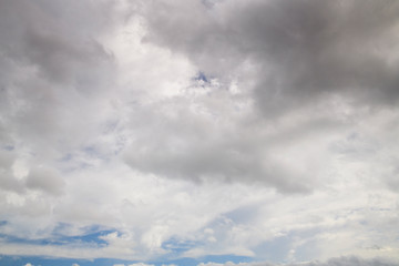 Fototapeta na wymiar Grey clouds are covering blue sky. 