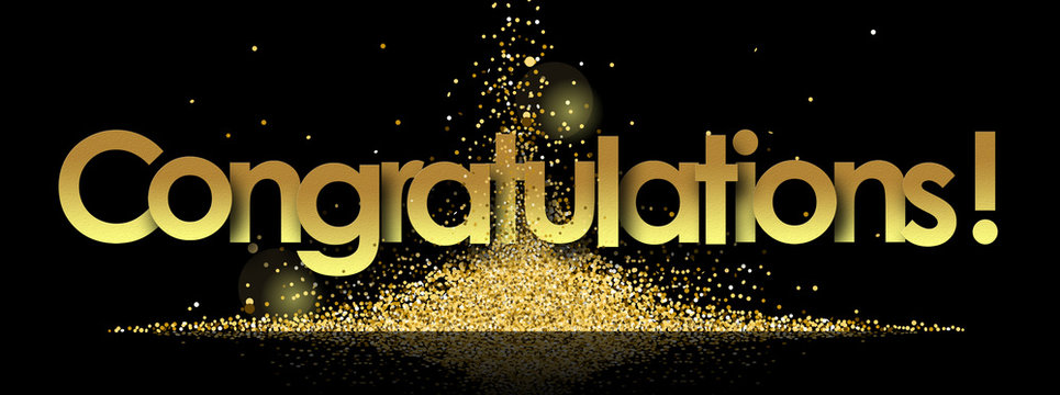 congratulations in golden stars background