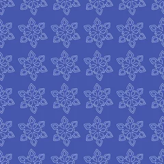 Schilderijen op glas White snowflake pattern on a blue background vector stock illustration for design and decoration, for wrapping paper winter theme © Anzhelika Kononec