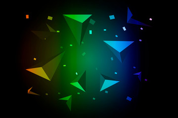 The abstract background constructed by dot and line links and colorful triangular tetrahedron