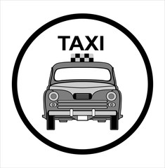 Vector taxi car illustration. Icon.