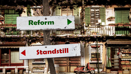 Street Sign to Reform versus Standstill