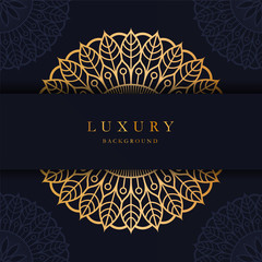Luxury mandala background with golden leaf composition