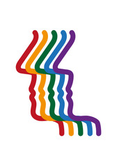 Fototapeta premium Siluetas de caras de color rojo, amarillo, verde, azul y morado.