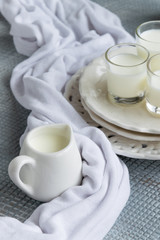 Fototapeta na wymiar Fresh milk beverage. Healthy nutrition ingredient, dairy themes