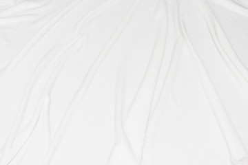 White crumpled blanket, plaid, background with copy space, top view