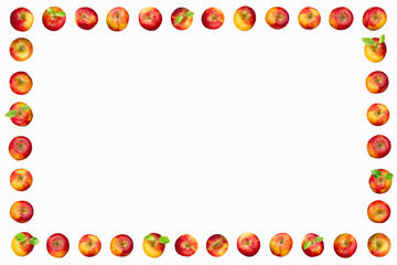 Frame of apples isolated on a white background.