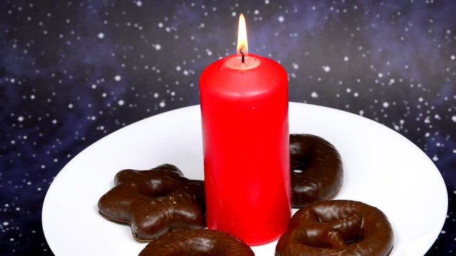 Christmas cakes German Lebkuchen on a turn table