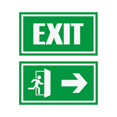 fire exit green symbol a flat style