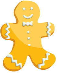 Christmas gingerman cookie illustration isolated on white background. Digital illustration.