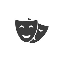 mask theater icon in flat, isolate on white background
