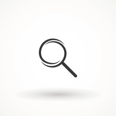 Magnify icon. Magnifying glass icon, vector magnifier or loupe sign. Search vector, magnifying glass pictogram. Zoom symbol.