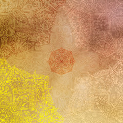 Soft colorful pattern with mandala element. Vintage decorative elements.  Islam, Arabic, Indian, Ottoman motifs.