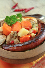 plate of royal couscous with lamb chicken and merguez