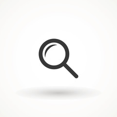 Magnify icon. Magnifying glass icon, vector magnifier or loupe sign. Search vector, magnifying glass pictogram. Zoom symbol.