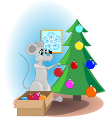 Mouse - symbol of 2020 with Christmas tree