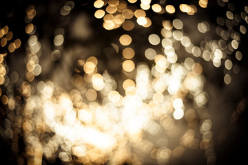 Golden bokeh mixed with diffused gray light from winter trees in Thailand. Business theoretical...