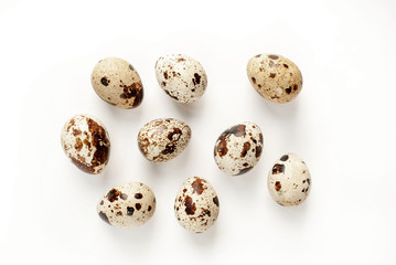 quail eggs on a white background