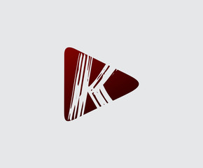 Initial K Play Logo Icon.  Audio, Video K Letter Logo