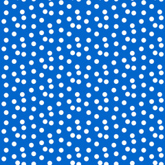 Scattered dots blue polka background seamless pattern - obrazy, fototapety, plakaty