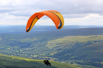 Tandem Paraglider in the Brecon Beacons, Wales	