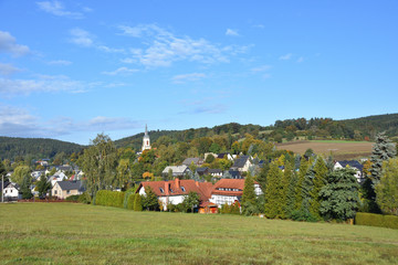 Fototapeta na wymiar Blick auf Wehrsdorf in der Oberlausitz