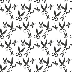 Fototapeta premium Scissors seamless pattern background. Business flat vector illustration. Scissor sign symbol pattern.