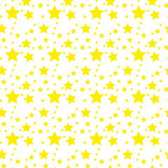 Yellow stars on white background Vector illustration Seamless pattern