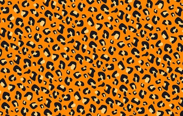 leopard seamless pattern on orange background