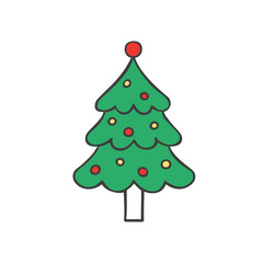 Christmas tree in doodle sketch style.