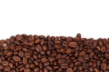 Coffee beans isolated on a white background area for copy space.