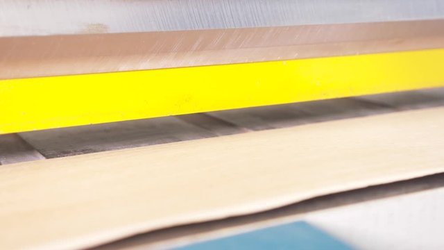 Close-up of wood cutting machine 3D wood cnc router. Action. Woodworking industry concept