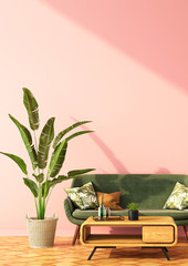 interior design for color trend 2020,3d rendering,3d illustration