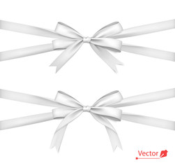 White bows with crossing ribbons for holiday design and gifts. Vector illustration.