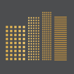 golden skyscraper buildings pattern- vector illustration