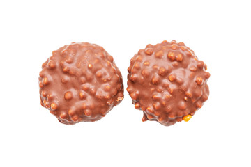 Two сookies with chocolate icing on white background, isolated