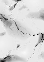 Marble thunder texture on gray background. Black cracks Vector