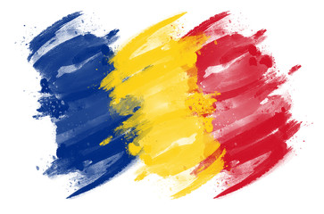 Romanian Flag painted with brush