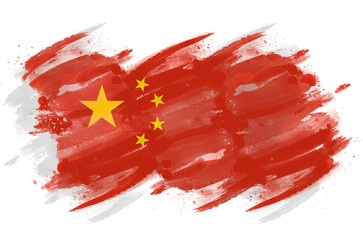 Chinese Flag painted with brush