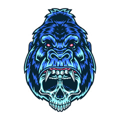 Vector illustration of gorilla skull © Amillustrated