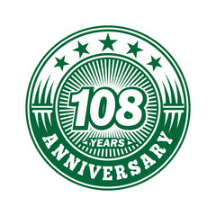Fototapeta premium 108 years logo. One hundred eight years anniversary celebration logo design. Vector and illustration.