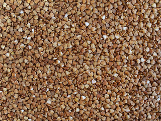 Texture of buckwheat grain closeup