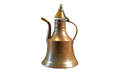 An old copper jug isolated on white
