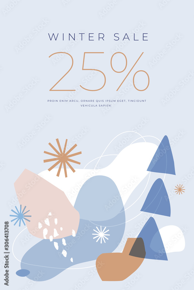 Aufkleber vertical banner with holiday discounts. winter abstract pattern. chaotic spots with natural colorful