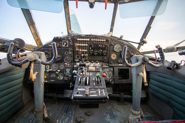 Cockpit of an old russian plane
