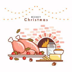 Illustration of raw turkey meat for Christmas meal