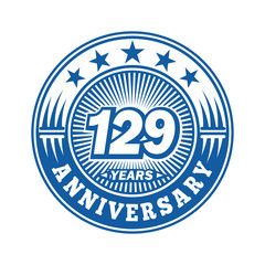 129 years logo. One hundred twenty nine years anniversary celebration logo design. Vector and illustration.