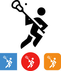 Lacrosse Player With Stick And Ball Vector Icon